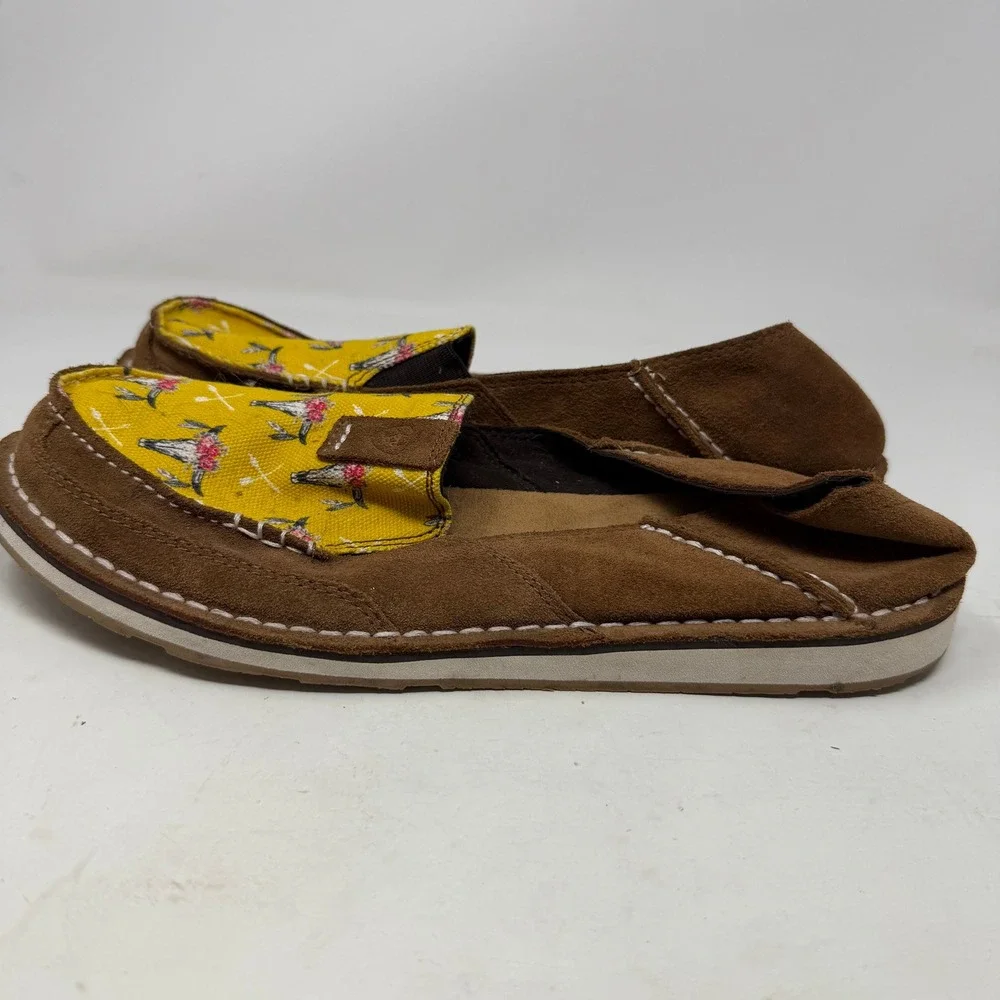 Ariat Shoes Womens 11 Cruiser Brown Yellow Floral Bull Skull 10031603 EUC